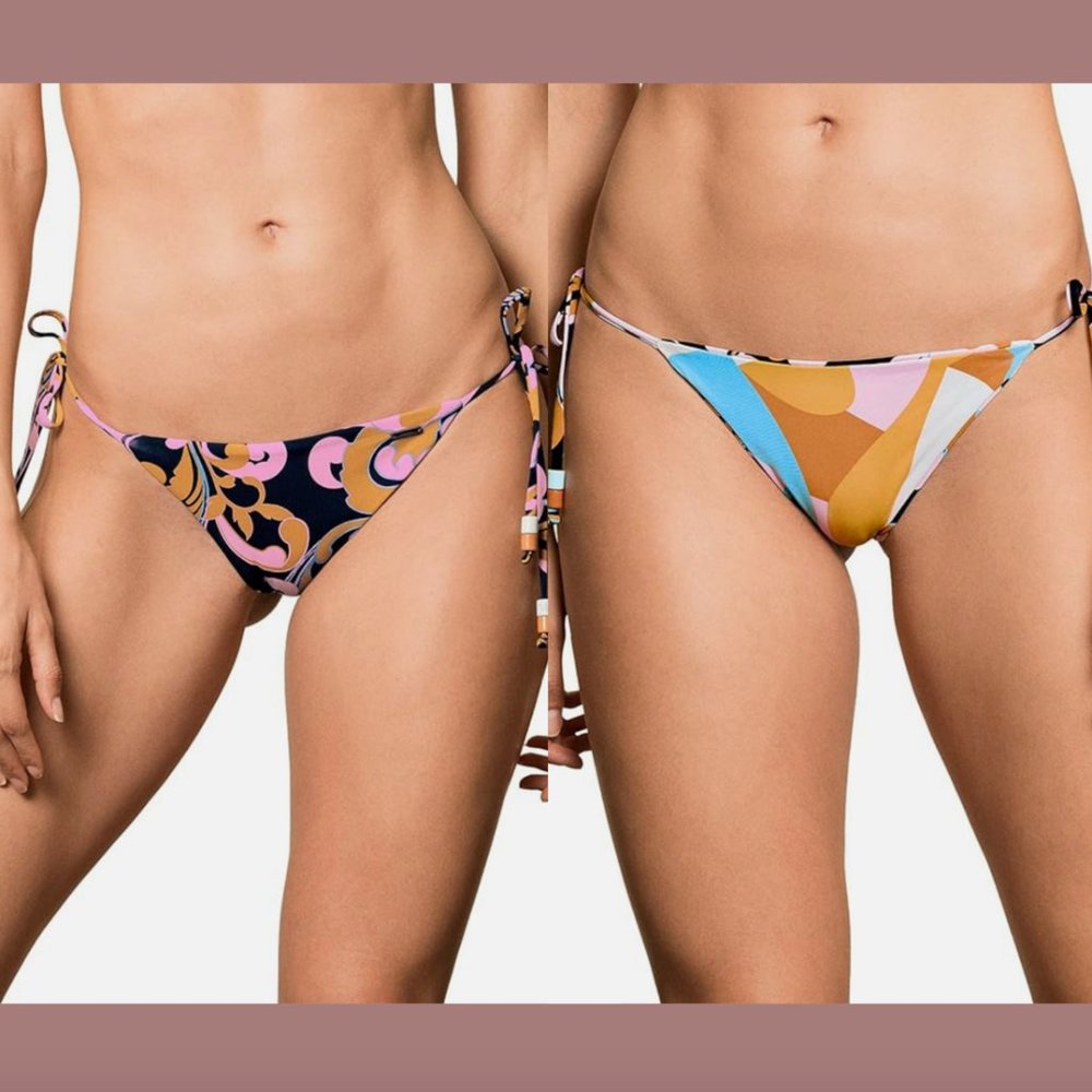 NEW $73 Maaji [ Large ] Swizzle Picasso Izzy Tie Side Cheeky Cut Bottom #5747‎